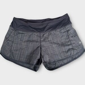 Excellent Lululemon Speed Up Running Shorts - 6 - Gray - Plaid Back Zip Pocket